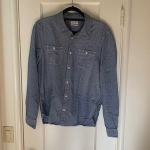 AllSaints Cotton Tahoe Long Sleeves Shirt in Blue Chambray Men’s Size Large